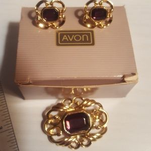 Vintage Avon brooch and earrings